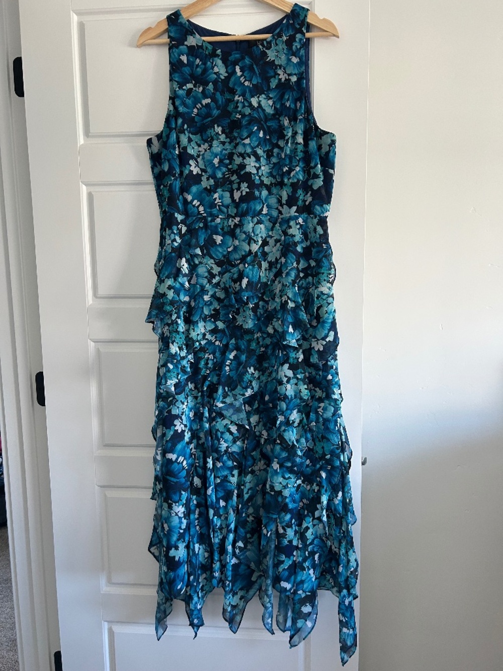 Badgley Mischka tiered chiffon maxi dress